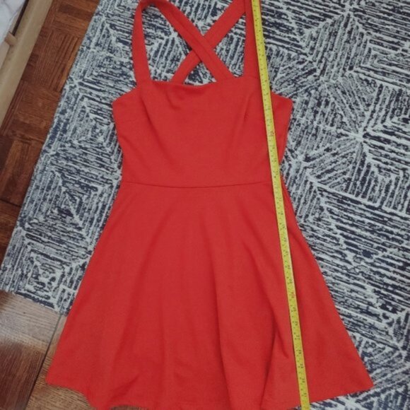 Red Criss Cross Skater Overall Dress - Picture 7 of 14